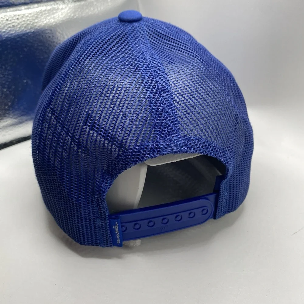 Travis Mathew Golf Hat Trucker Adjustable SnapBack Blue Pineapple Mesh Cleaned‎